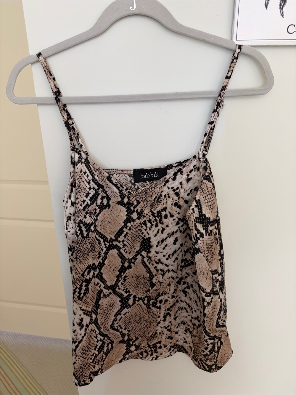 fab'rik Snake-Print Spaghetti Strap Cami in Brown and Black